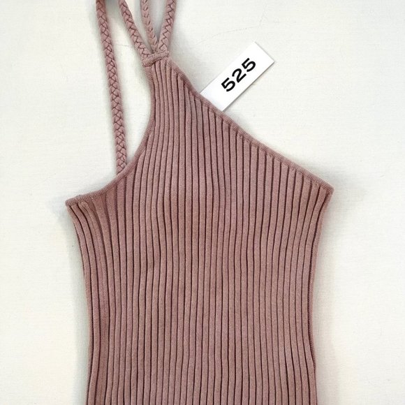 525 America Braided One Shoulder Rib Tank Beige - Picture 1 of 5